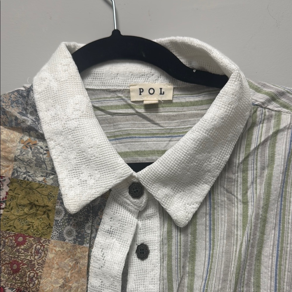 Pol Multicolor Patchwork Button Down Shirt With L… - image 3